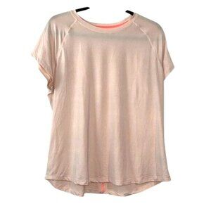 Champion Womens XL Short Sleeve Activewear Top Peach Coral Polyester/Spandex